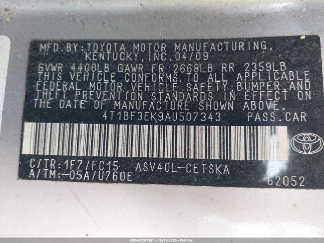 2010 TOYOTA CAMRY 4T1BF3EK9AU507343 Photo 8