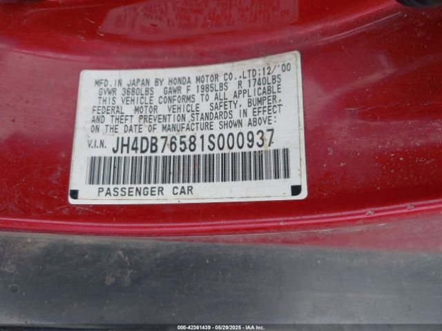 2001 ACURA INTEGRA JH4DB76581S000937 Photo 8