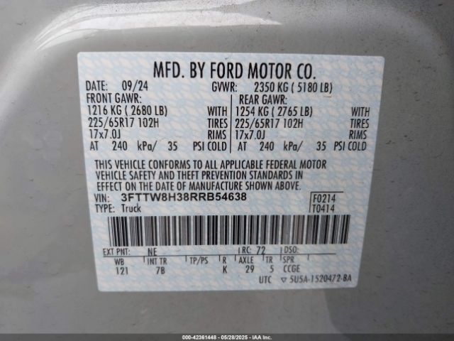 3FTTW8H38RRB54638 Ford Maverick Xlt