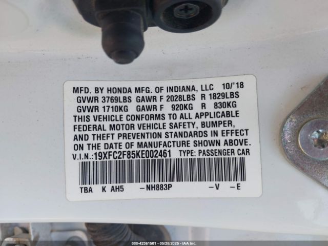 2019 HONDA CIVIC 19XFC2F85KE002461 Photo 8
