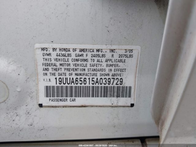 2005 ACURA TL 19UUA65615A039729 Photo 8