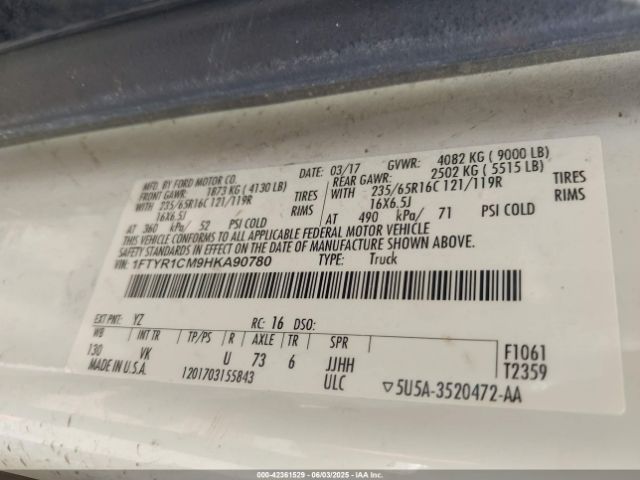 1FTYR1CM9HKA90780 Ford Transit-250