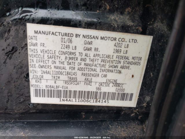 2006 NISSAN ALTIMA 1N4AL11D06C184145 Photo 8
