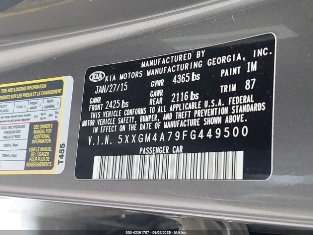 5XXGM4A79FG449500 KIA Optima Lx