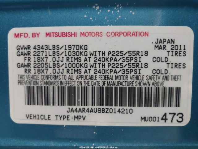 2011 MITSUBISHI OUTLANDER SPORT JA4AR4AU8BZ014210 Photo 8