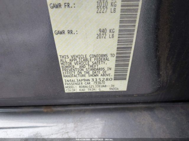 1N4AL3AP9HN315280 Nissan Altima 2.5 S