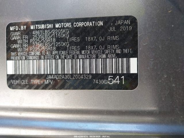 2020 MITSUBISHI OUTLANDER JA4AD2A30LZ004329 Photo 8