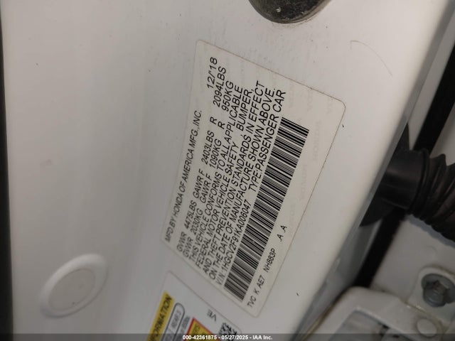 1HGCV2F91KA006047 Honda Accord Touring 2.0t