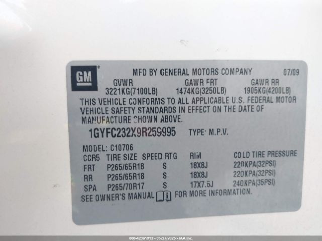 2009 CADILLAC ESCALADE 1GYFC232X9R259995 Photo 8