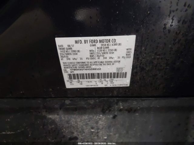 2017 FORD EXPLORER 1FM5K8GT4HGD88332 Photo 8