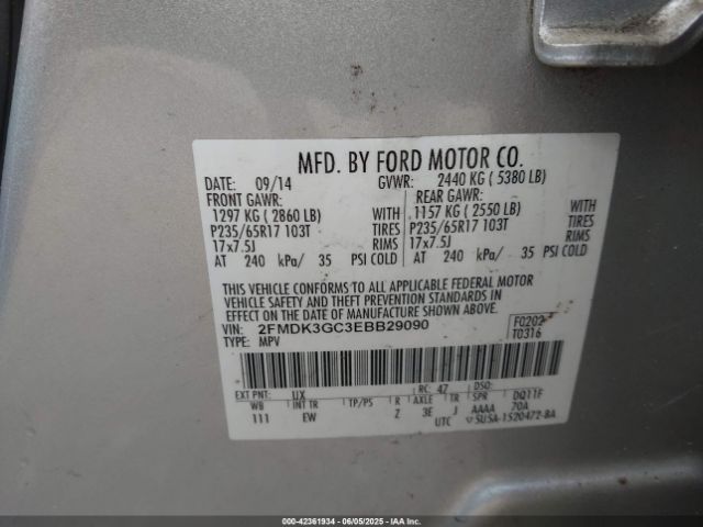 2FMDK3GC3EBB29090 Ford EDGE SE