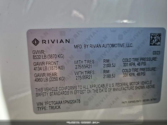 2023 RIVIAN R1T 7FCTGAAA1PN020478 Photo 8