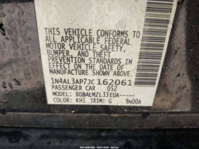 1N4AL3AP7JC162061 Nissan Altima 2.5 Sv