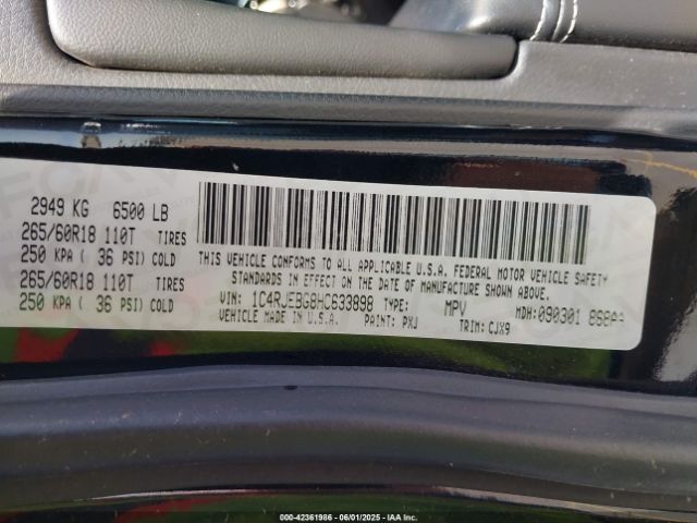 2017 JEEP GRAND CHEROKEE 1C4RJEBG8HC633898 Photo 8