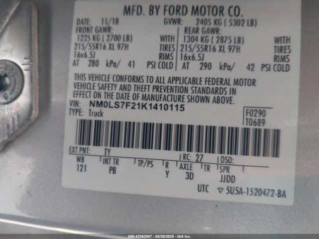 NM0LS7F21K1410115 Ford Transit Connect Xlt