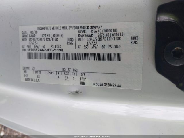 1FDBF2A62JEC21198 Ford F-250 Xl
