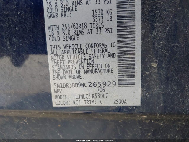 Nissan Pathfinder Sv 4wd 2022 5N1DR3BD9NC265929 Image 9