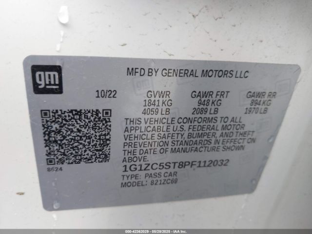 1G1ZC5ST8PF112032 Chevrolet Malibu Fwd 1fl
