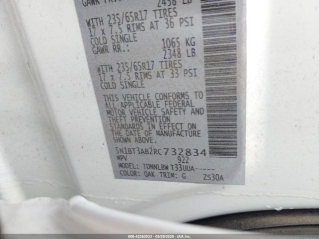 5N1BT3AB2RC732834 Nissan Rogue S Intelligent Awd
