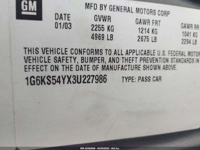 2003 CADILLAC SEVILLE 1G6KS54YX3U227986 Photo 8