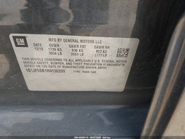1G1JF5SB1H4136293 Chevrolet Sonic Premier Auto