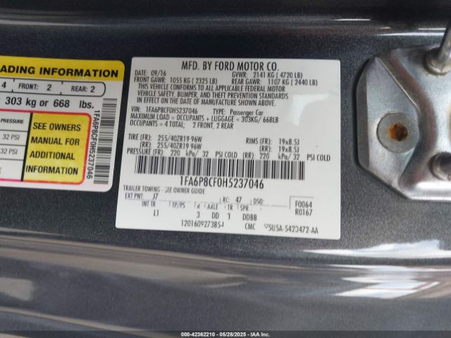 2017 FORD MUSTANG 1FA6P8CF0H5237046 Photo 8