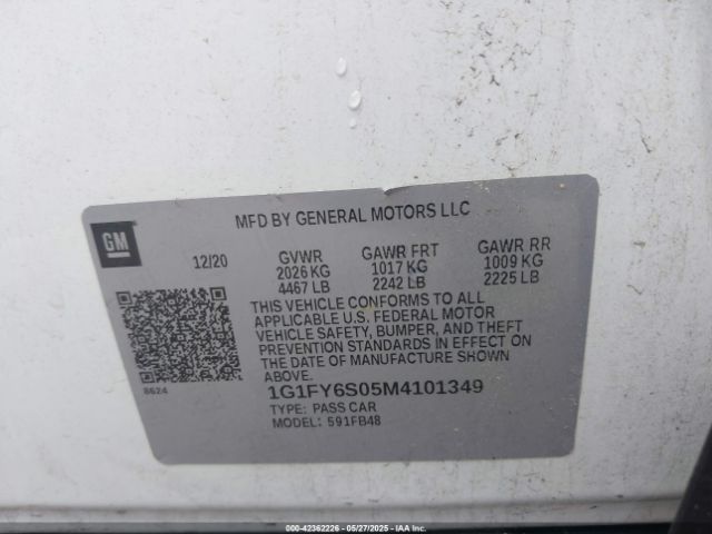 2021 CHEVROLET BOLT EV 1G1FY6S05M4101349 Photo 8
