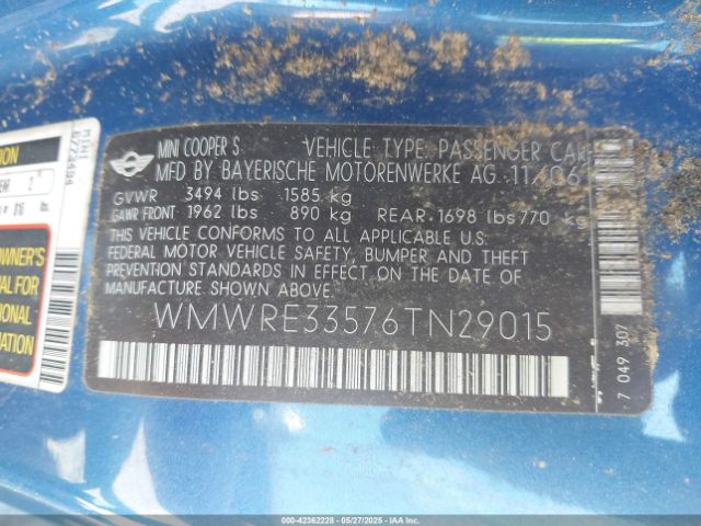 2006 MINI COOPER S WMWRE33576TN29015 Photo 8