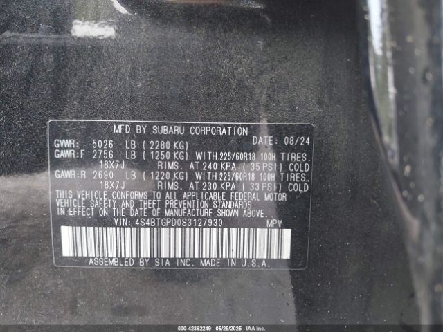 2025 SUBARU OUTBACK 4S4BTGPD0S3127930 Photo 8