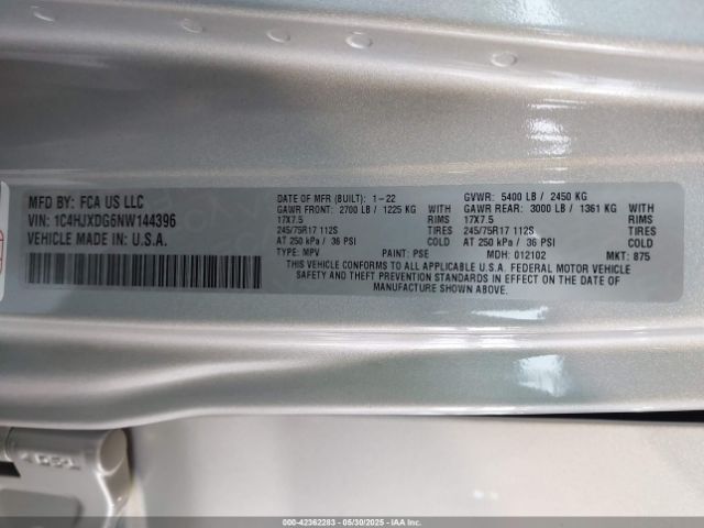 2022 JEEP WRANGLER UNLIMITED 1C4HJXDG6NW144396 Photo 8