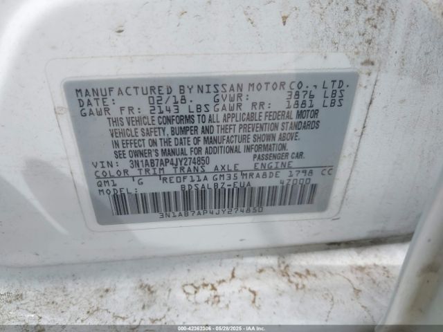 3N1AB7AP4JY274850 Nissan SENTRA S