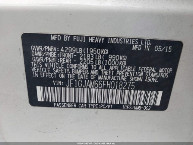 JF1GJAM66FH018275 Subaru Impreza 2.0i Limited