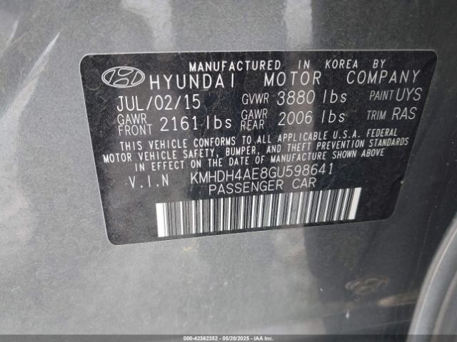 KMHDH4AE8GU598641 Hyundai dohc mpi nu