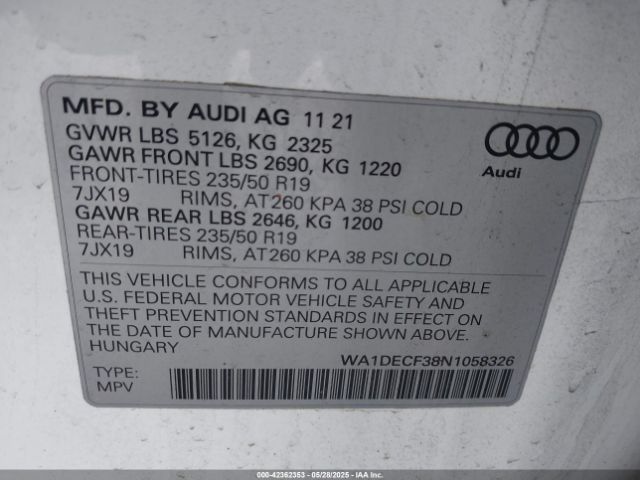 2022 AUDI Q3 WA1DECF38N1058326 Photo 8