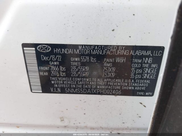 5NMS5DA1XPH002406 Hyundai t-gdi gamma ii