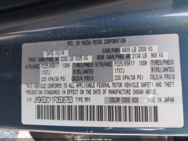 JM3KE2CY1F0538763 Mazda Cx-5 Touring