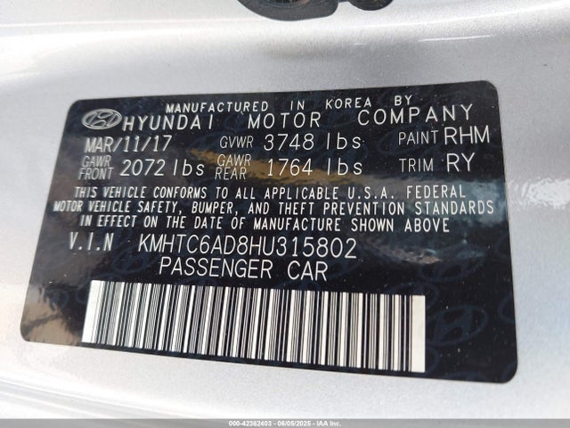 Hyundai gdi gamma 2017 KMHTC6AD8HU315802 Image 9