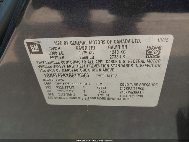 2GNFLFEKXG6170566 Chevrolet EQUINOX LT
