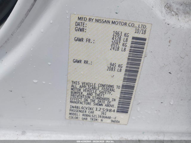 1N4BL4CV3KC125984 Nissan Altima