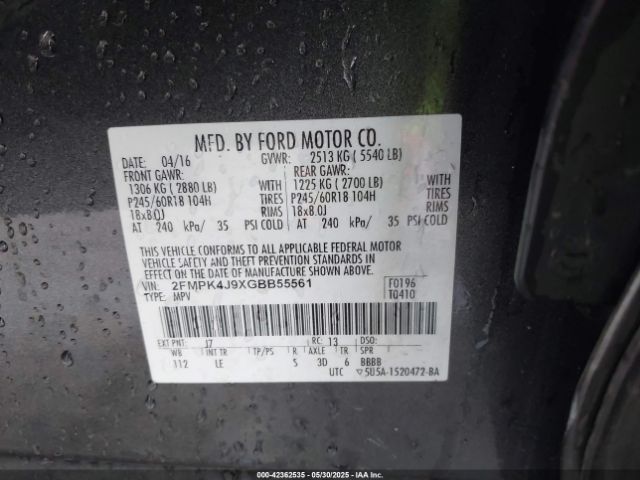 2016 FORD EDGE 2FMPK4J9XGBB55561 Photo 8