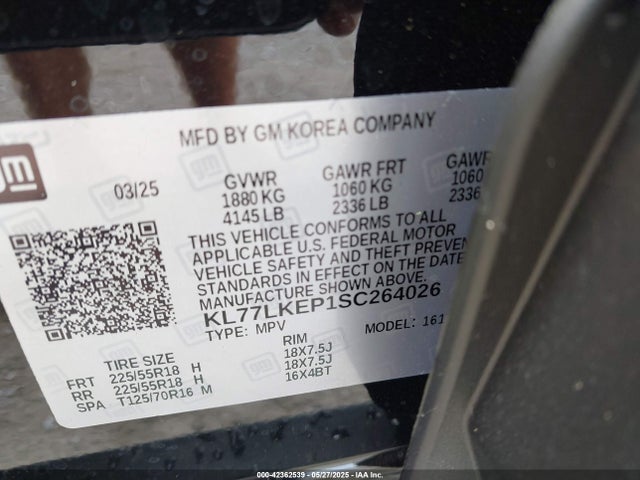 KL77LKEP1SC264026 Chevrolet lbp