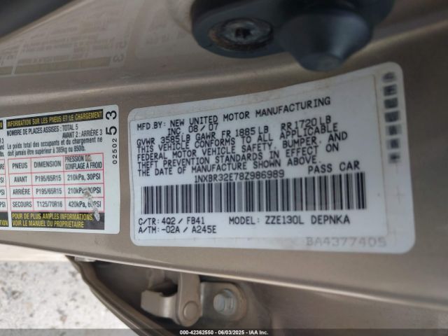 2008 TOYOTA COROLLA 1NXBR32E78Z986989 Photo 8