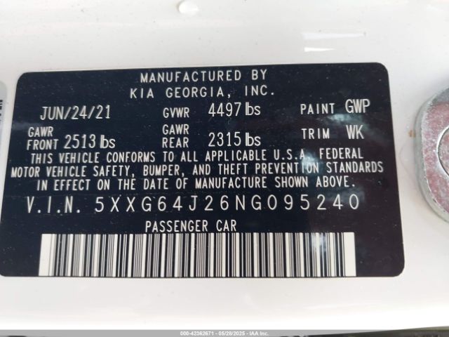 2022 KIA K5 5XXG64J26NG095240 Photo 8