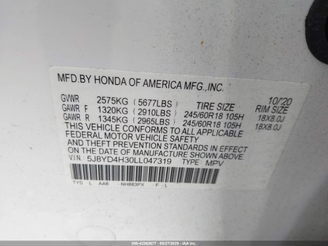2020 ACURA MDX 5J8YD4H30LL047319 Photo 8