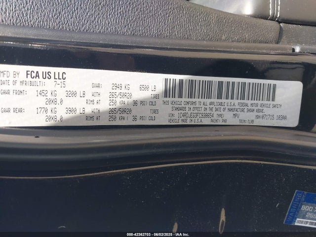 Dodge Durango 2015 1C4RDJEG3FC938654 Image 9