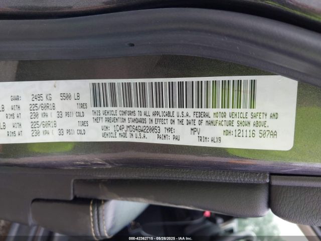 1C4PJMDS4GW220053 Jeep Cherokee Limited