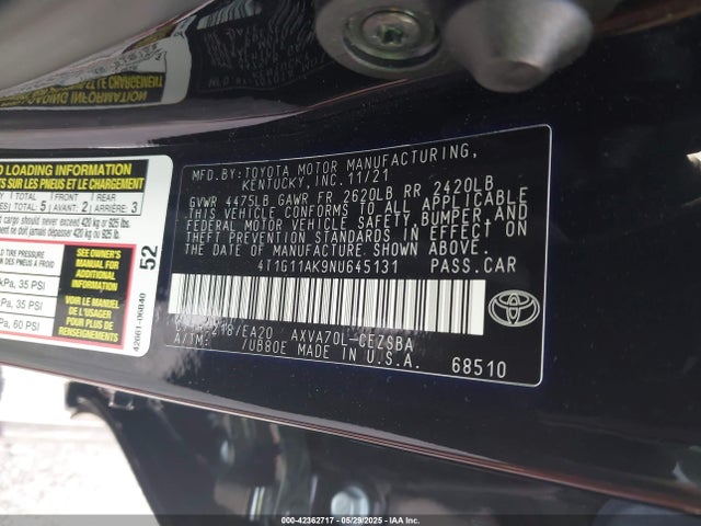 4T1G11AK9NU645131 Toyota a25a-fks