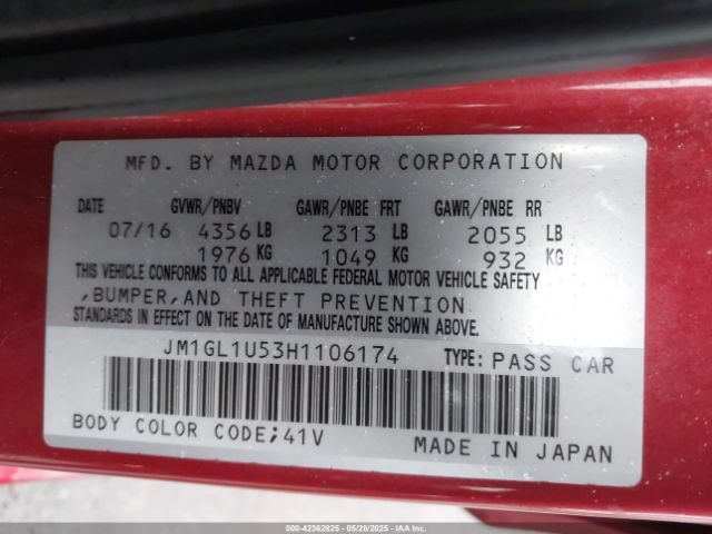 2017 MAZDA MAZDA6 JM1GL1U53H1106174 Photo 8