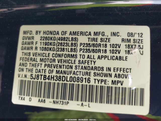 2013 ACURA RDX 5J8TB4H38DL008916 Photo 8