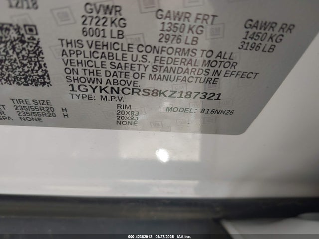 2019 CADILLAC XT5 1GYKNCRS8KZ187321 Photo 8